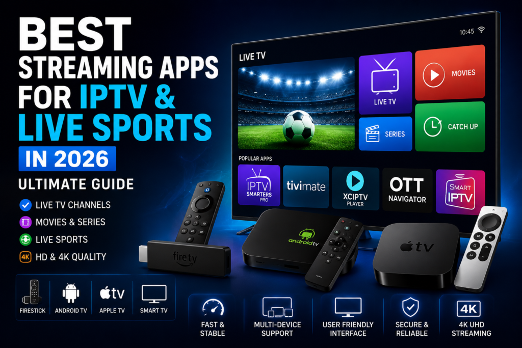 Best streaming apps for IPTV and live sports on Firestick Android TV and Smart TV in 2026